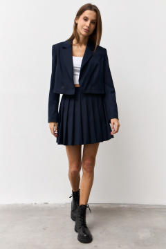 Деловой жакет и юбка из текстиля для повседневности Luitui R4044 темно-синий - фото 2