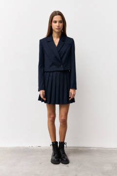 Деловой жакет и юбка из текстиля для повседневности Luitui R4044 темно-синий - фото 4