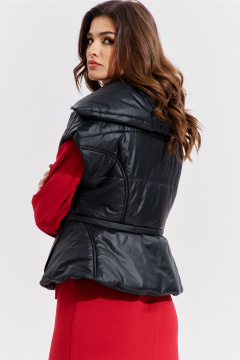 Жилет утепленный черный с рельефами и баской RINKA 1364 - фото 2