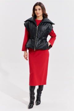 Жилет утепленный черный с рельефами и баской RINKA 1364 - фото 4