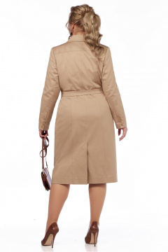 Бежевый плащ с капюшоном из плащёвой и хлопковой ткани LaKona 11682 песочный - фото 3