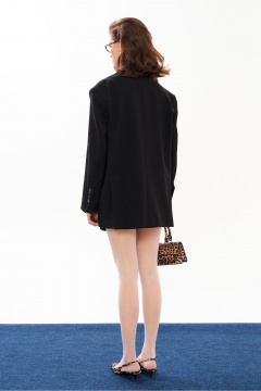 Жакет черный из поливискозной ткани деловой стиль Панда 194330w черный - фото 5