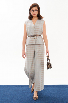 Трикотажные женские брюки с клетчатым принтом, на каждый день Панда 198860w серый - фото 2