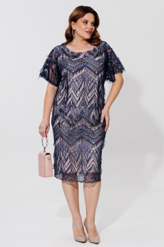 Платье полуприлегающего силуэта до колен с кружевом BRELA 2391 синий - фото 5
