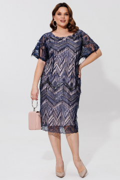 Платье полуприлегающего силуэта до колен с кружевом BRELA 2391 синий - фото 4