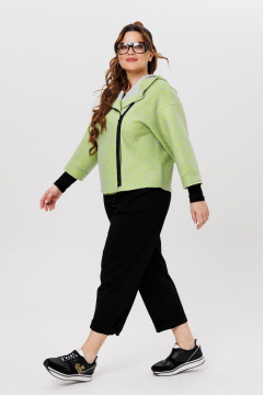 Демисезонный костюм из шерсти и трикотажа с капюшоном Michel chic 1357/1 салатовый,черный - фото 5