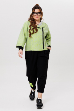 Демисезонный костюм из шерсти и трикотажа с капюшоном Michel chic 1357/1 салатовый,черный - фото 2