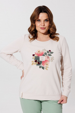 Джемпер с цветочным принтом из хлопкового трикотажа BRELA 2398 бежевый - фото 4