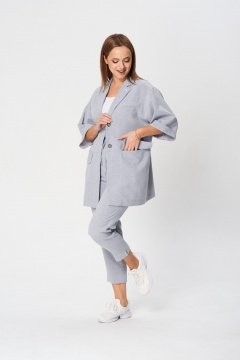 Тройка: жакет с карманами, облегающий топ и зауженные брюки TVIN 7807-1 - фото 3