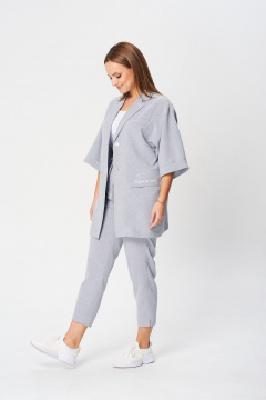 Тройка: жакет с карманами, облегающий топ и зауженные брюки TVIN 7807-1 - фото 2