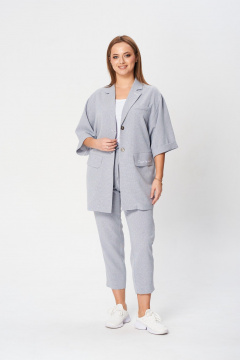 Тройка: жакет с карманами, облегающий топ и зауженные брюки TVIN 7807-1 - фото 1