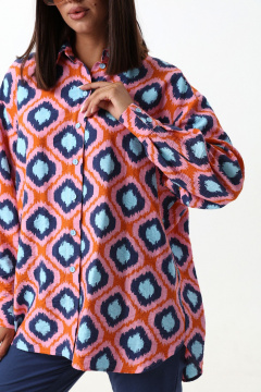 Демисезонная рубашка большого объема в полоску и розовый цвет LM ВИ1605 розовый - фото 3