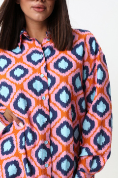 Демисезонная рубашка большого объема в полоску и розовый цвет LM ВИ1605 розовый - фото 2