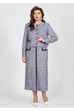 Элегантный трикотажный костюм юбка и жакет меланжевый стиль Mira Fashion 5523 - фото 1