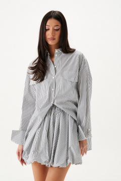 Юбка баллон мини из хлопка в полоску ANNETE A1412 - фото 2