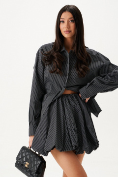 Юбка баллон мини из хлопка в полоску ANNETE A1412/1 - фото 2