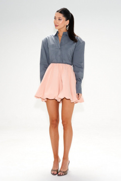 Юбка баллон мини из нежно-розового хлопка ANNETE A1413 - фото 1