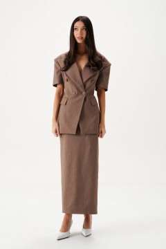 Юбка-миди из костюмной ткани, капучино, круглый год ANNETE A1426 - фото 2