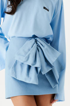 Юбка А-образная мини из джинса, голубая, демисезонная ANNETE A1427 - фото 5