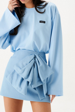 Юбка А-образная мини из джинса, голубая, демисезонная ANNETE A1427 - фото 4