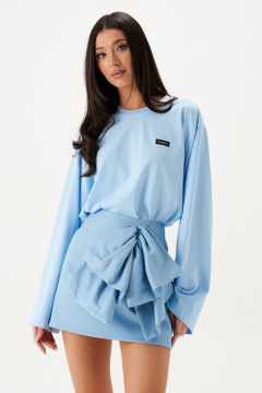 Юбка А-образная мини из джинса, голубая, демисезонная ANNETE A1427 - фото 3