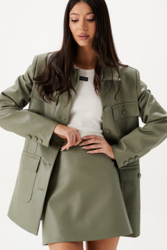 Юбка из эко-кожи полуприлегающая, зеленая, круглый год ANNETE A1429 - фото 5