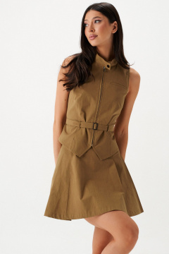 Юбка-трапеция из хлопка, хаки, круглый год ANNETE A1430 - фото 3