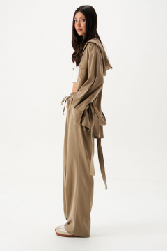 Мягкие прямые брюки с кулиской, хаки, круглый год ANNETE A1434 - фото 4