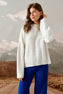 Белый джемпер с круглыми воротником и свободным силуэтом Barbara Geratti С1214В BG белый - фото 3