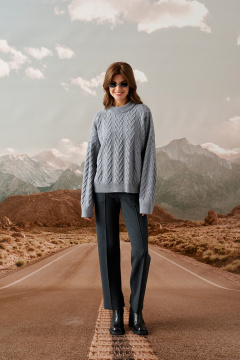 Серый свободный джемпер с длинным рукавом и спущенной линией плеча Barbara Geratti С1214В BG серый - фото 2