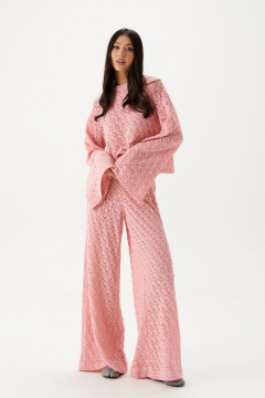 Брюки прямого кроя из трикотажного узорного полотна с резинкой ANNETE A1448 - фото 1