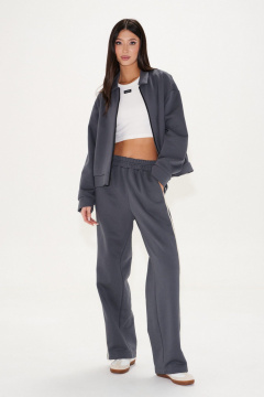 Джемпер серого цвета с застежкой-молнией и карманами кэжуал стиль ANNETE A2032 - фото 4