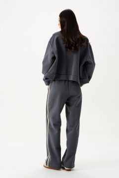 Джемпер серого цвета с застежкой-молнией и карманами кэжуал стиль ANNETE A2032 - фото 3