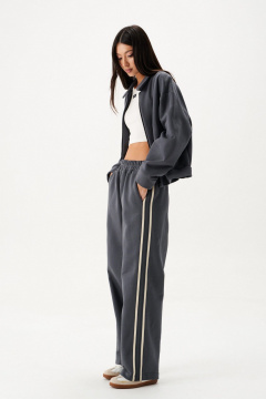 Джемпер серого цвета с застежкой-молнией и карманами кэжуал стиль ANNETE A2032 - фото 2