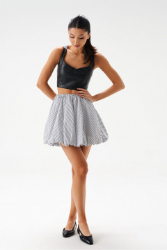 Укороченный топ из эко-кожи с двойной отстрочкой ANNETE A2045 - фото 2