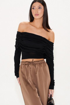 Джемпер прижатый из тонкого трикотажа с воротником ANNETE A2079 - фото 1