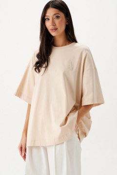 Футболка свободного кроя из хлопка с декоративной нашивкой ANNETE A2080 - фото 1