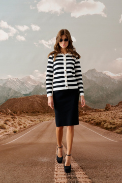 Кардиган прямого силуэта с застежкой на пуговицы Barbara Geratti С4539BG белый/чёрный - фото 5