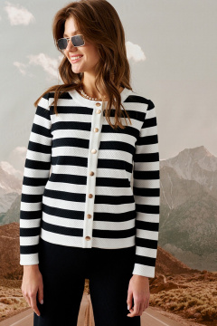 Кардиган прямого силуэта с застежкой на пуговицы Barbara Geratti С4539BG белый/чёрный - фото 4