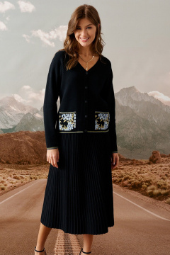 Кардиган прямого силуэта с накладными карманами Barbara Geratti С4559BG чёрный/голубой - фото 1