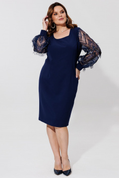 Миди платье с кружевными рукавами и классическим кроем BRELA 2393 синий - фото 4