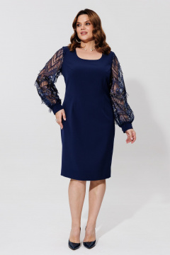 Миди платье с кружевными рукавами и классическим кроем BRELA 2393 синий - фото 3