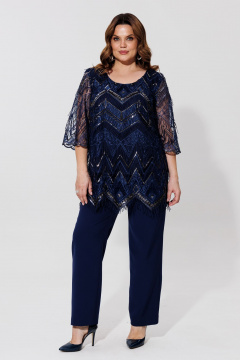 Блузка и брюки костюм прямого силуэта из текстиля BRELA 2394 синий - фото 3