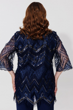 Двухслойная блузка из кружева и текстиля для торжеств BRELA 2395 синий - фото 2