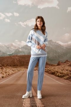 Джемпер прямого силуэта с круглым вырезом Barbara Geratti С4536BG голубой/белый - фото 2