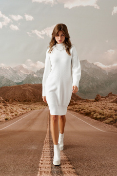 Платье свободного силуэта с воротником стойкой Barbara Geratti С2913BG белый - фото 3