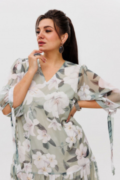 Платье шифон с романтичным воланом и V-образным вырезом Anelli 1457 нежная_весна - фото 3