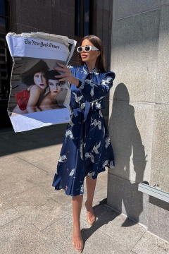 Платье из атласа приталенное с эффектом для повседневной и праздничной носки O.N.E.Gold 128PL - фото 4