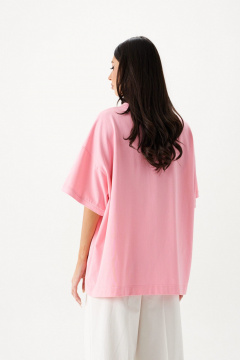 Футболка розового цвета из хлопка с декоративной печатью ANNETE A2085/1 - фото 5