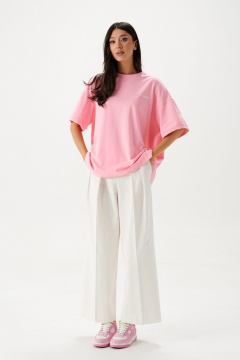Футболка розового цвета из хлопка с декоративной печатью ANNETE A2085/1 - фото 1